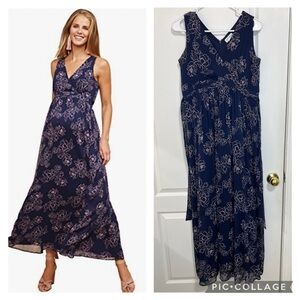 Motherhood Blue Sleeveless V-Neck Maxi Dress size S